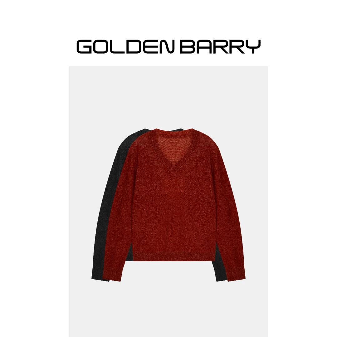 GOLDENBARRY|246431时尚V领须边毛衣