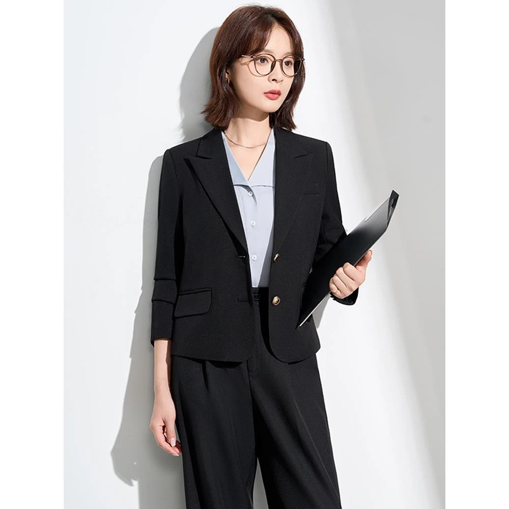 黑色西装套装女职业正装秋季2025新款大学生面试通勤气质西服外套