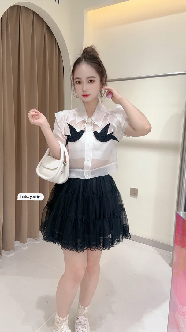 大观欧货夏季新款短款白色短袖衬衫高级感学院风气质女夏季上衣