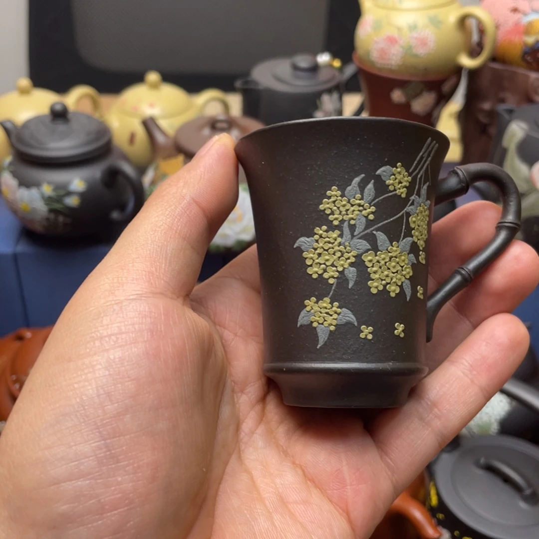 紫泥茶杯紫砂主人杯60cc