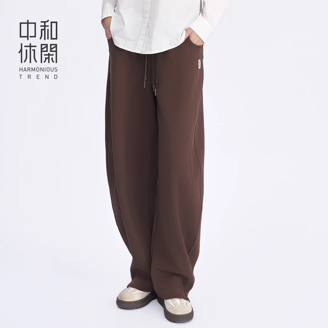 中和休闲运动休闲裤女2025秋季新款宽松直筒弹力垂感香蕉裤子显瘦