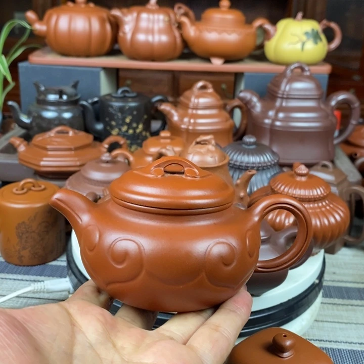 紫砂茶壶仿古如意120-220cc原矿朱泥特价
