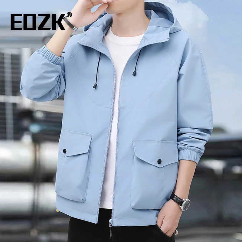 Eozk时尚都市休闲夹克男2025秋季新款连帽潮流中年男士工装外套