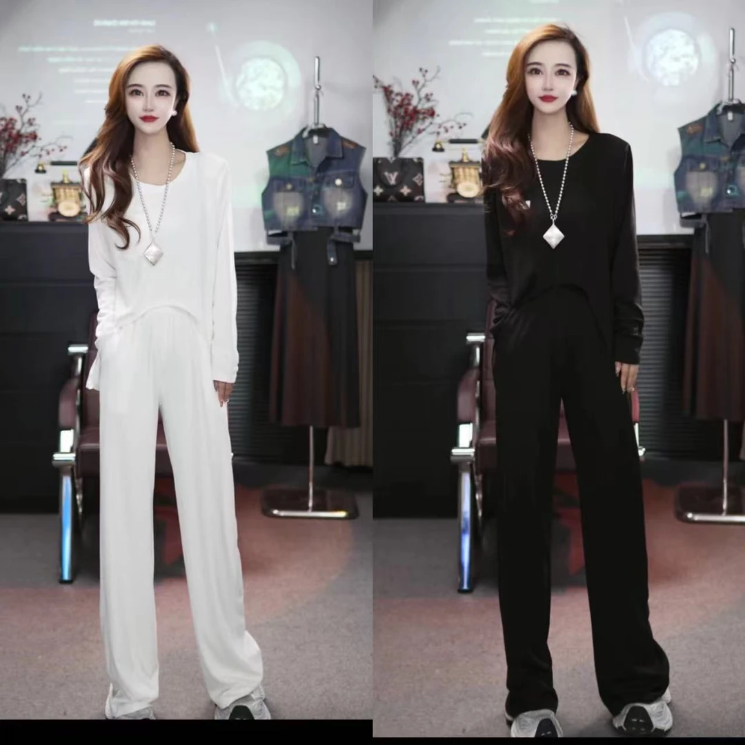 叶子原创冰感星空罗纹不规则时尚套装女春夏季防晒慵懒显瘦套装