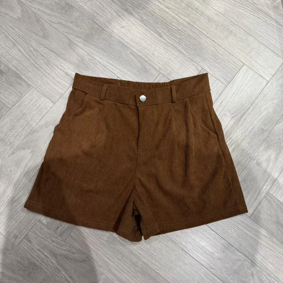 wyd小樱桃 秋冬新款复古灯芯绒高腰短裤