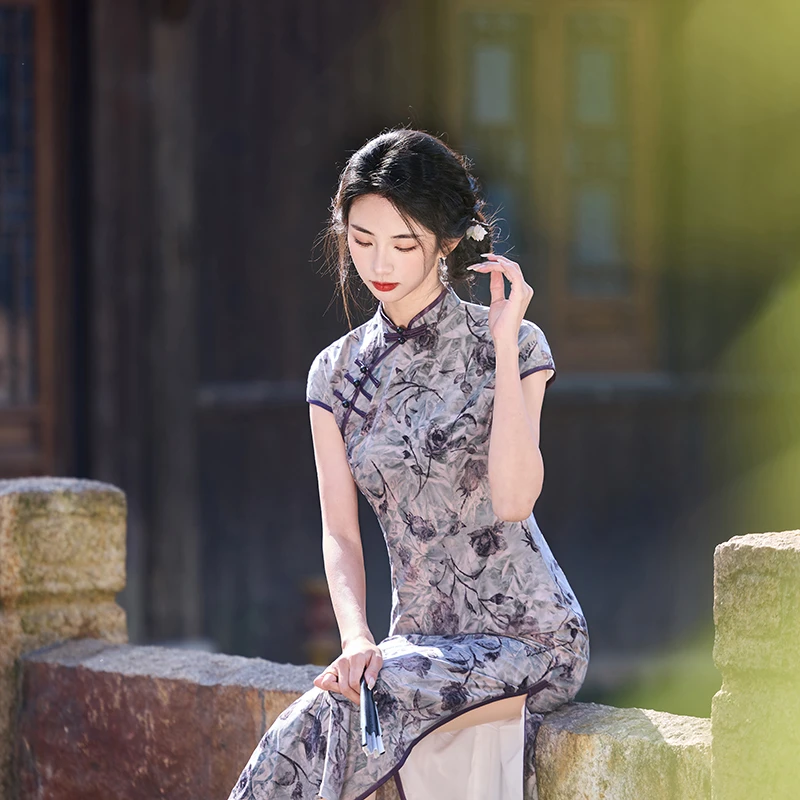 7086新中式国风旗袍春夏季2025新款年轻款少女改良文艺简约连衣裙