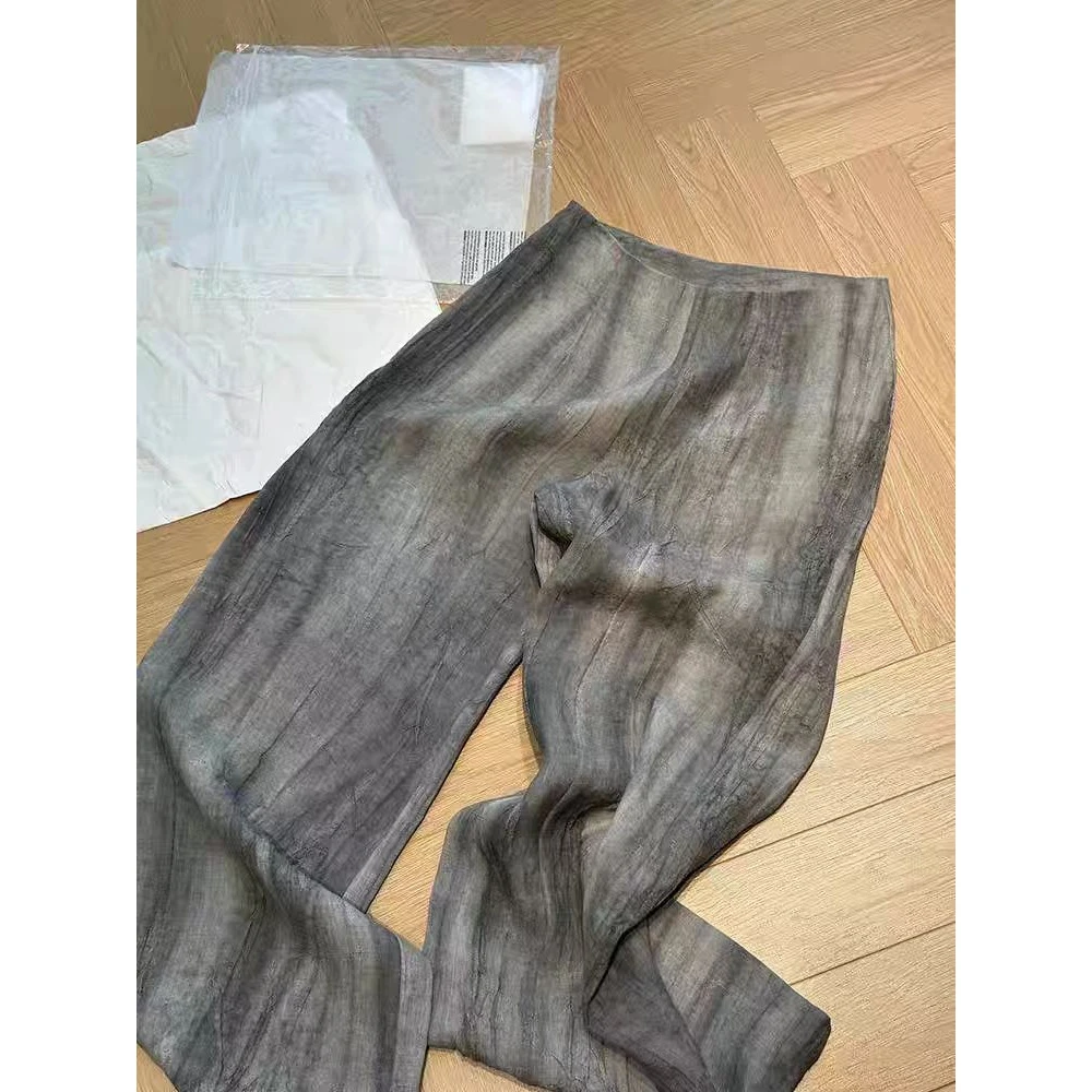 人手一件好版型！今年流行的灰色高腰休闲裤女夏季薄款百搭阔腿裤