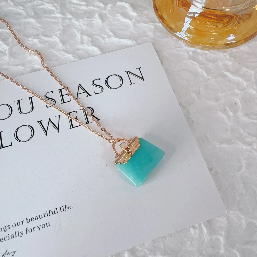 铜合金项链 4281 湖水绿色包包时尚项链