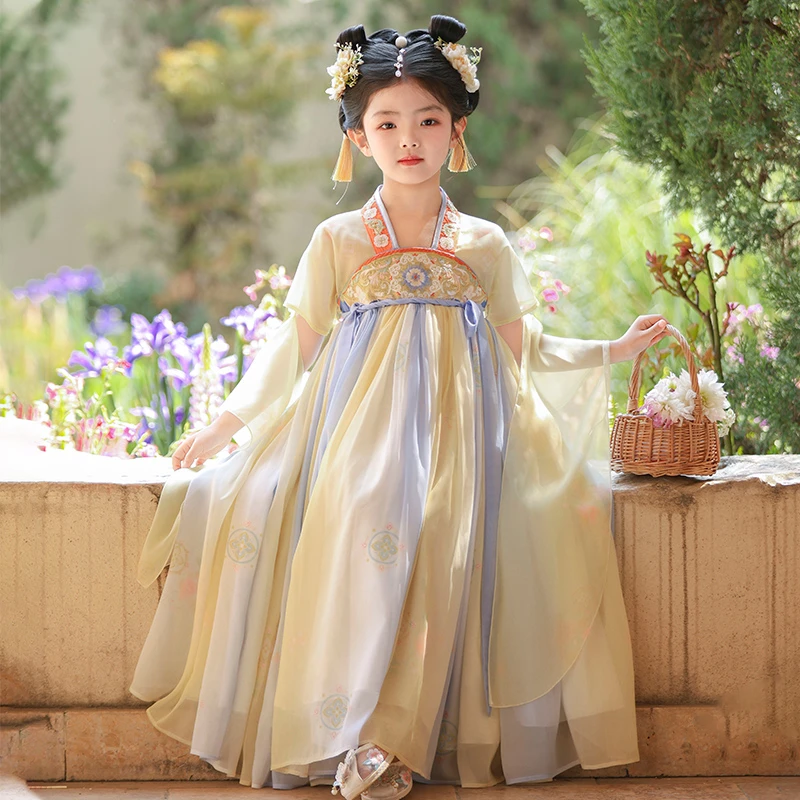 SL3182汉服女童夏季新款儿童中国风古装超仙唐装公主裙女孩连衣裙