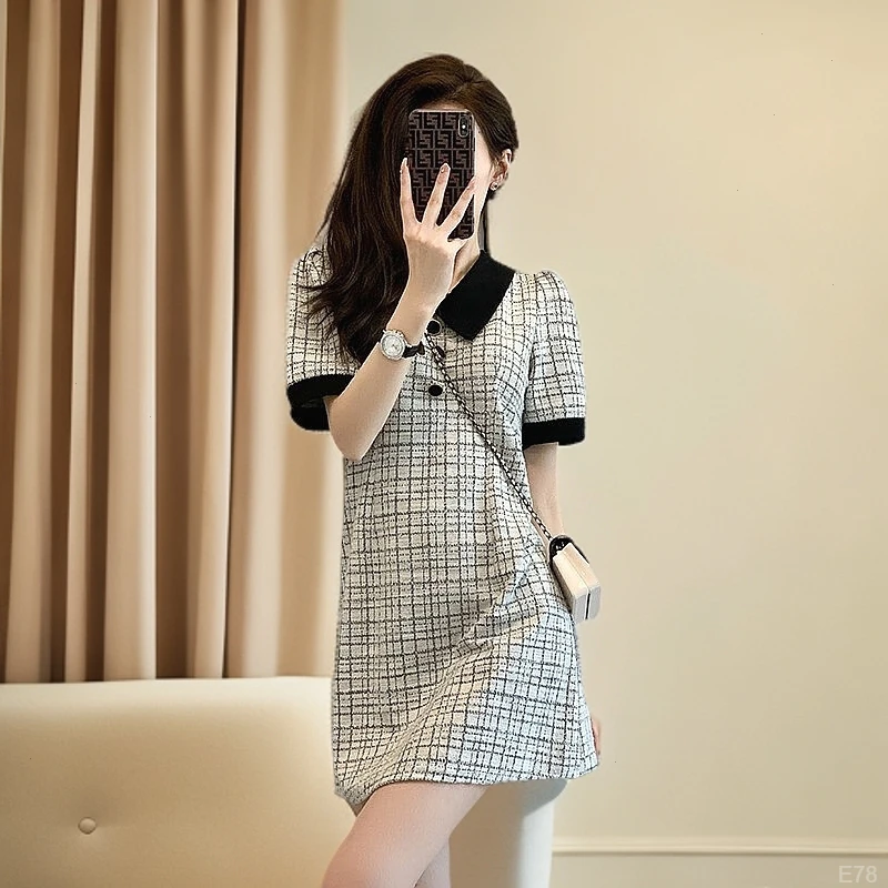 2025夏季法式高级感修身显瘦气质小香风文艺复古优雅百搭连衣裙女