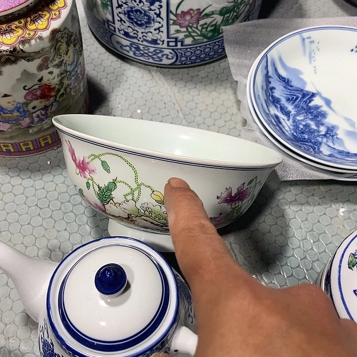 瓷片夏**风景德镇陶瓷碗8寸