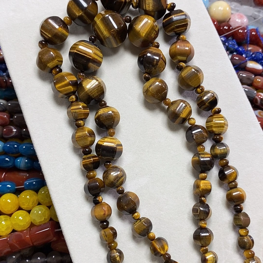 玛瑙/玉髓未镶嵌珠宝半成品虎眼灯笼塔链一条卡22-10mm