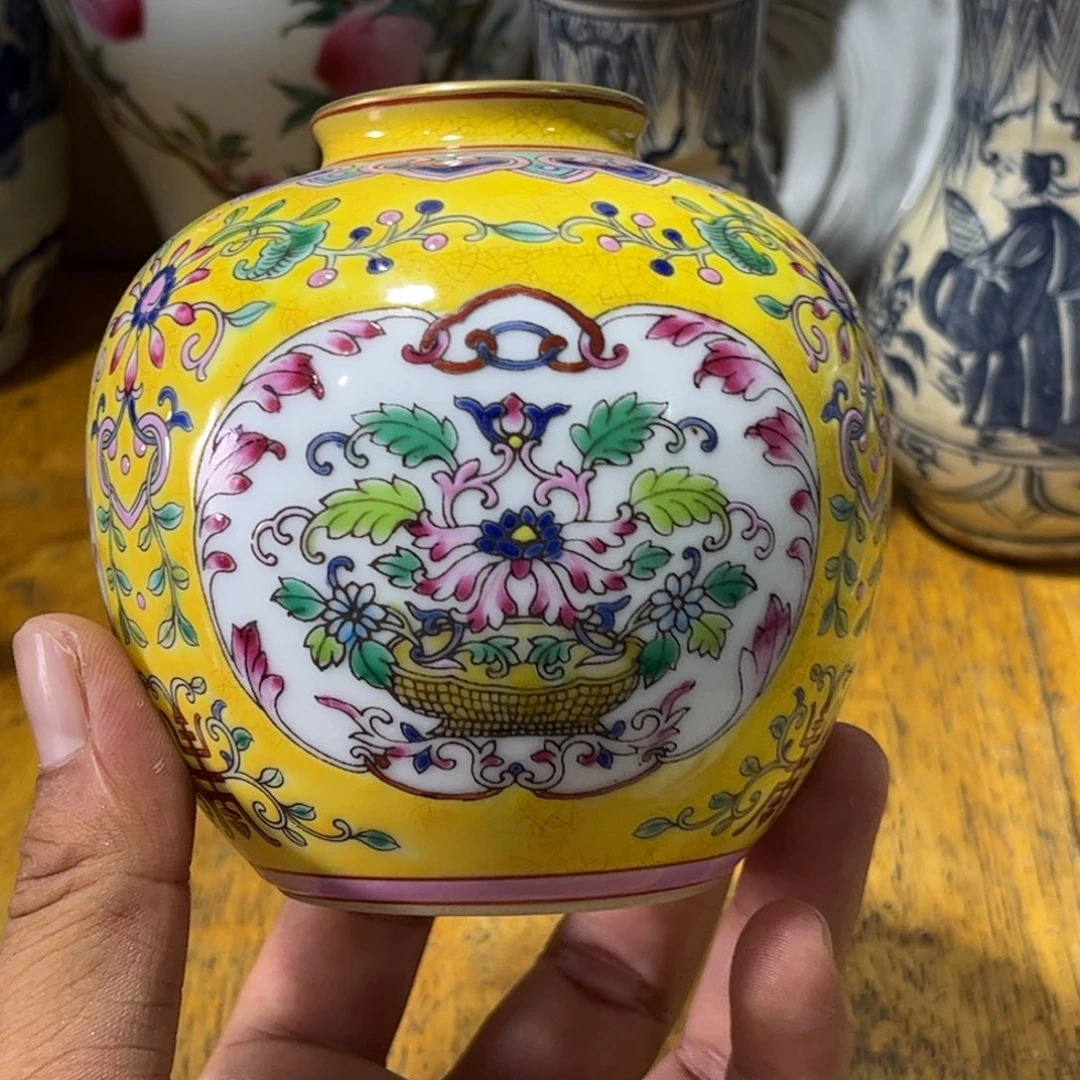 摆件手****3精品陶瓷珐琅彩花卉摆件