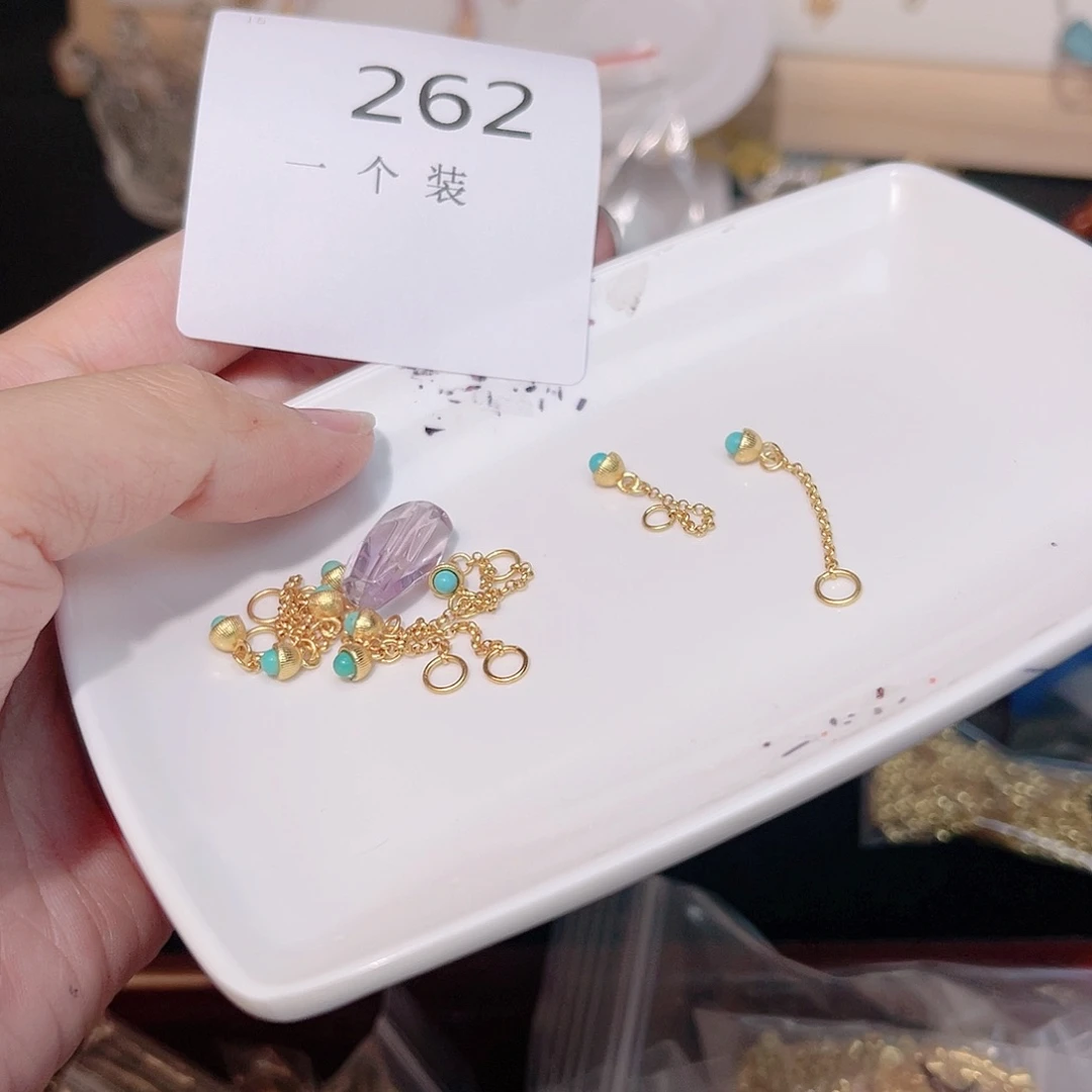 紫晶珠宝半成品银S925镀金镶嵌262