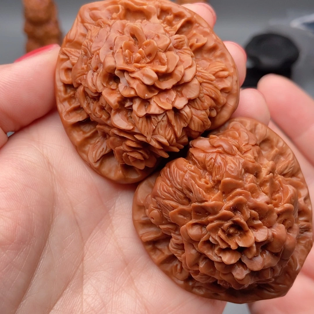 桃核吊坠核桃花开富贵
