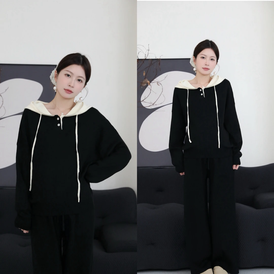 senenmu【遇见套装-连帽版】【羔羊绒】新款显瘦套装孕妇装针织套装