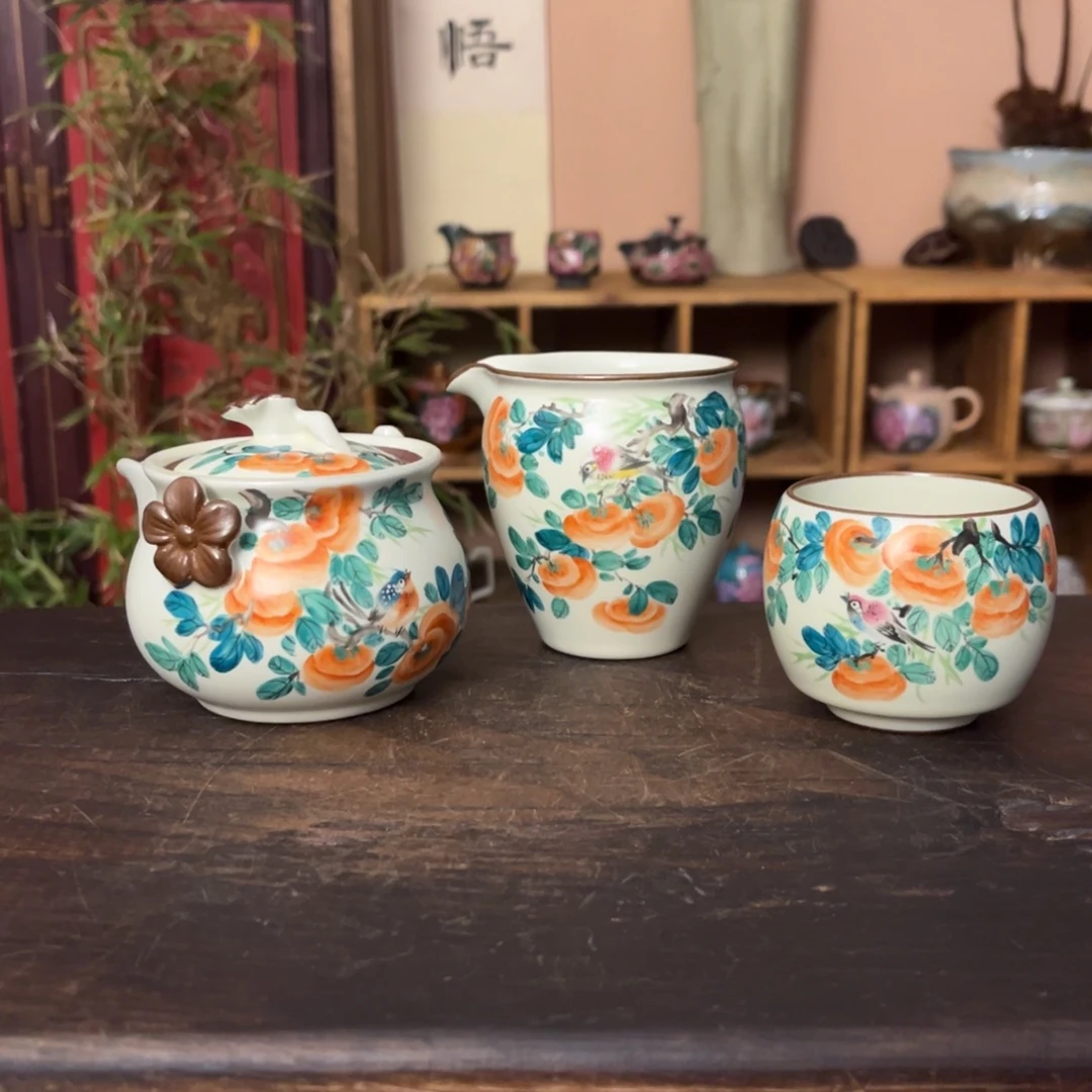 柴烧纯手工手绘陶瓷