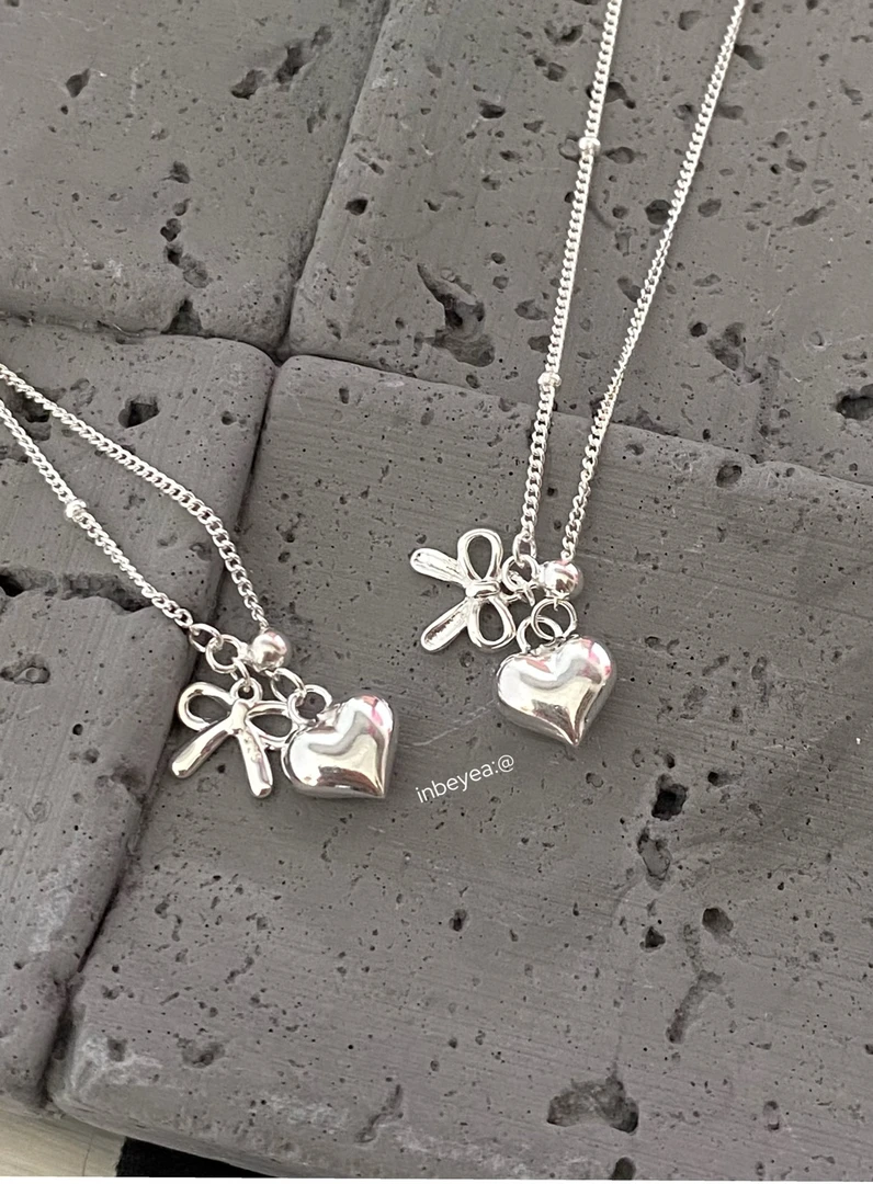 坠链均925银 y字链爱心蝴蝶结项链 45+5cm 31351
