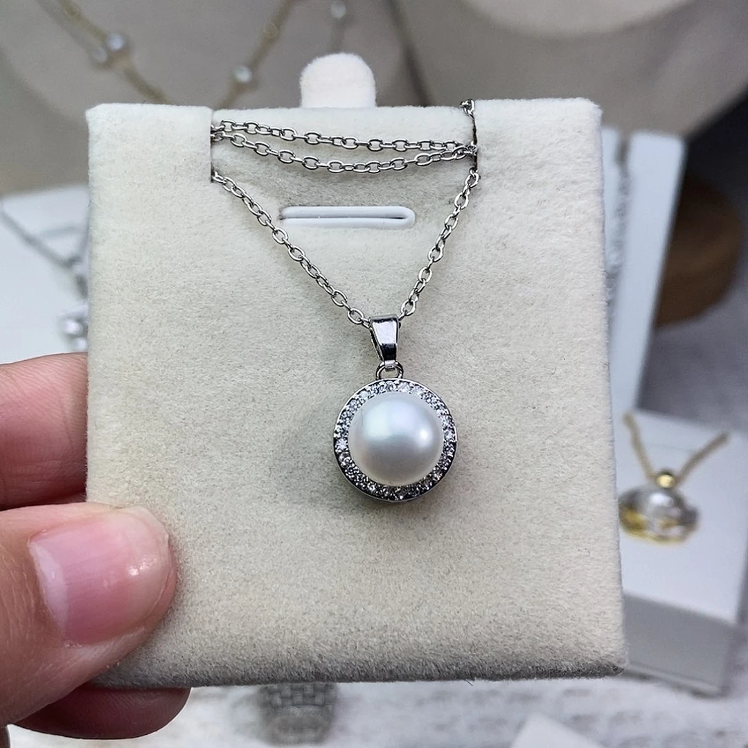 淡水珍珠银S925镶嵌耳饰