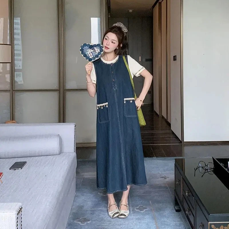 2025新款夏气质裙子独特别致小众高级小个子复古牛仔连衣裙女