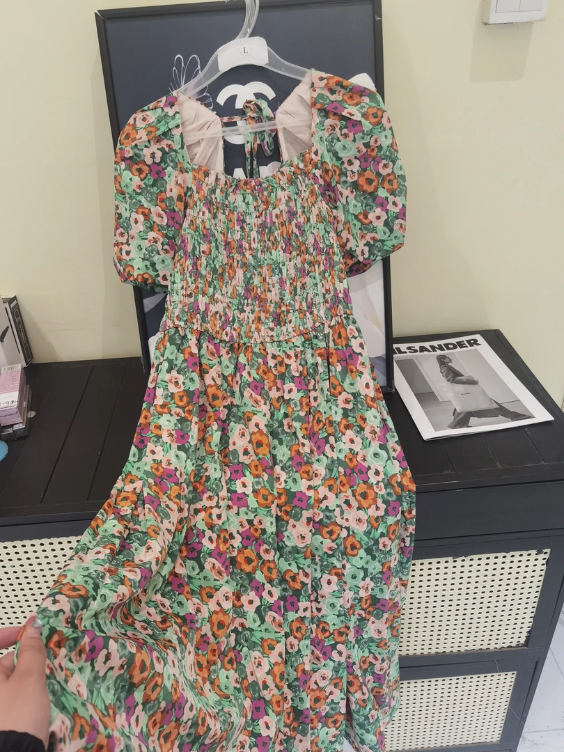 【艾丽莎定制】油画多巴胺泡泡袖碎花裙新款法式收腰显瘦温柔风9537