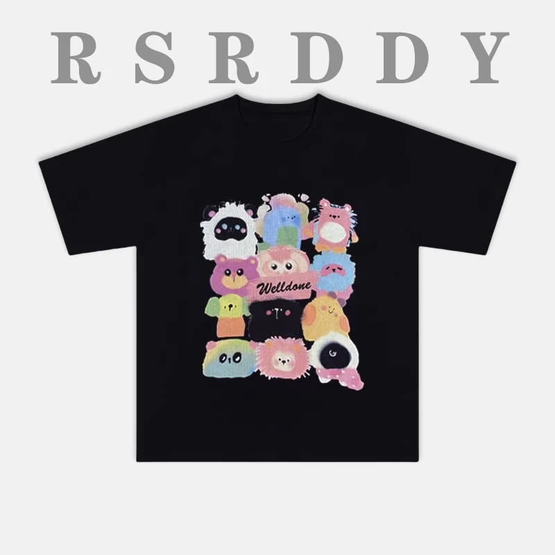 RSRDDY美式潮流小众设计感短袖潮牌帅气夏季男士情侣半袖男生短袖