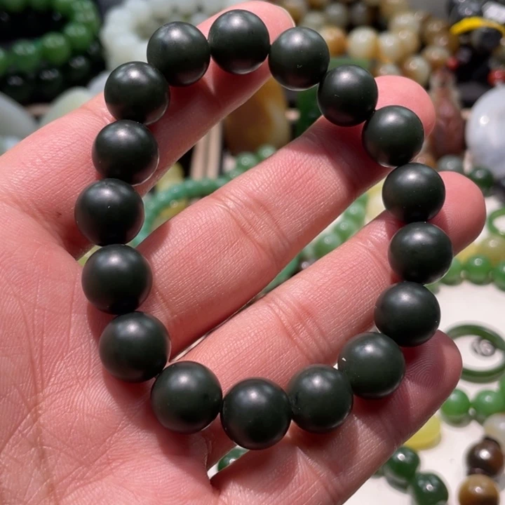 和田玉未镶嵌手链新疆沙枣青卡12柔光