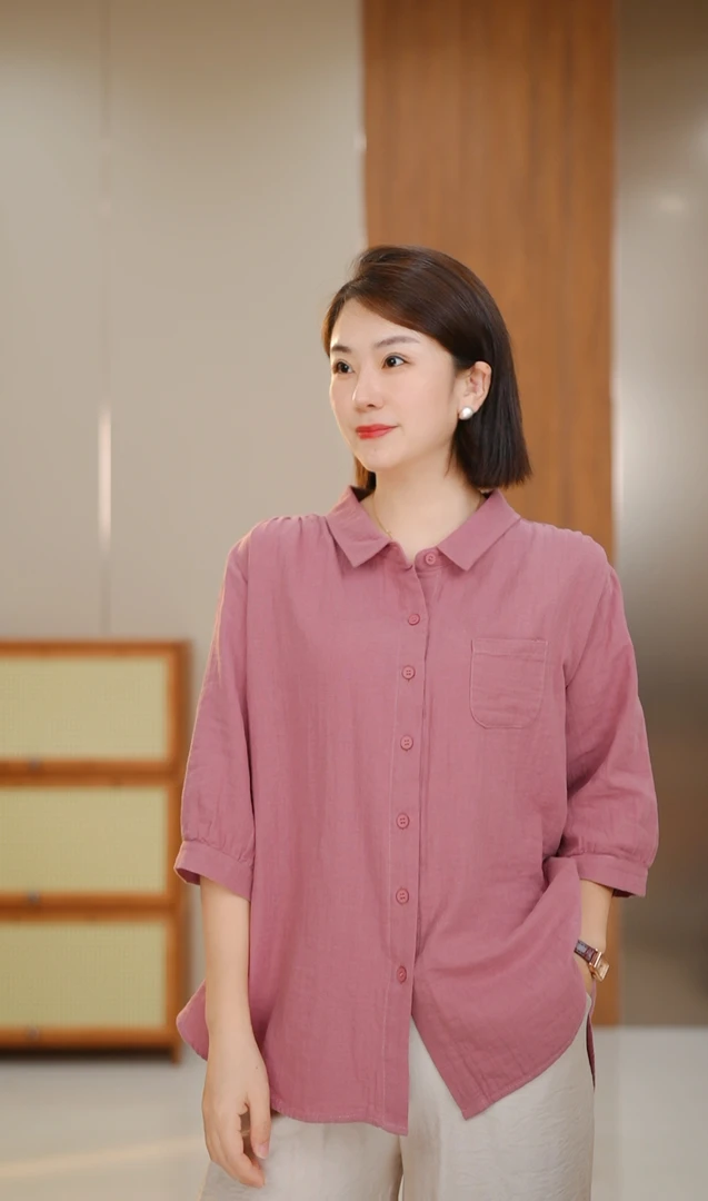 棉麻--恒源祥集团夏季薄款上衣女休闲款