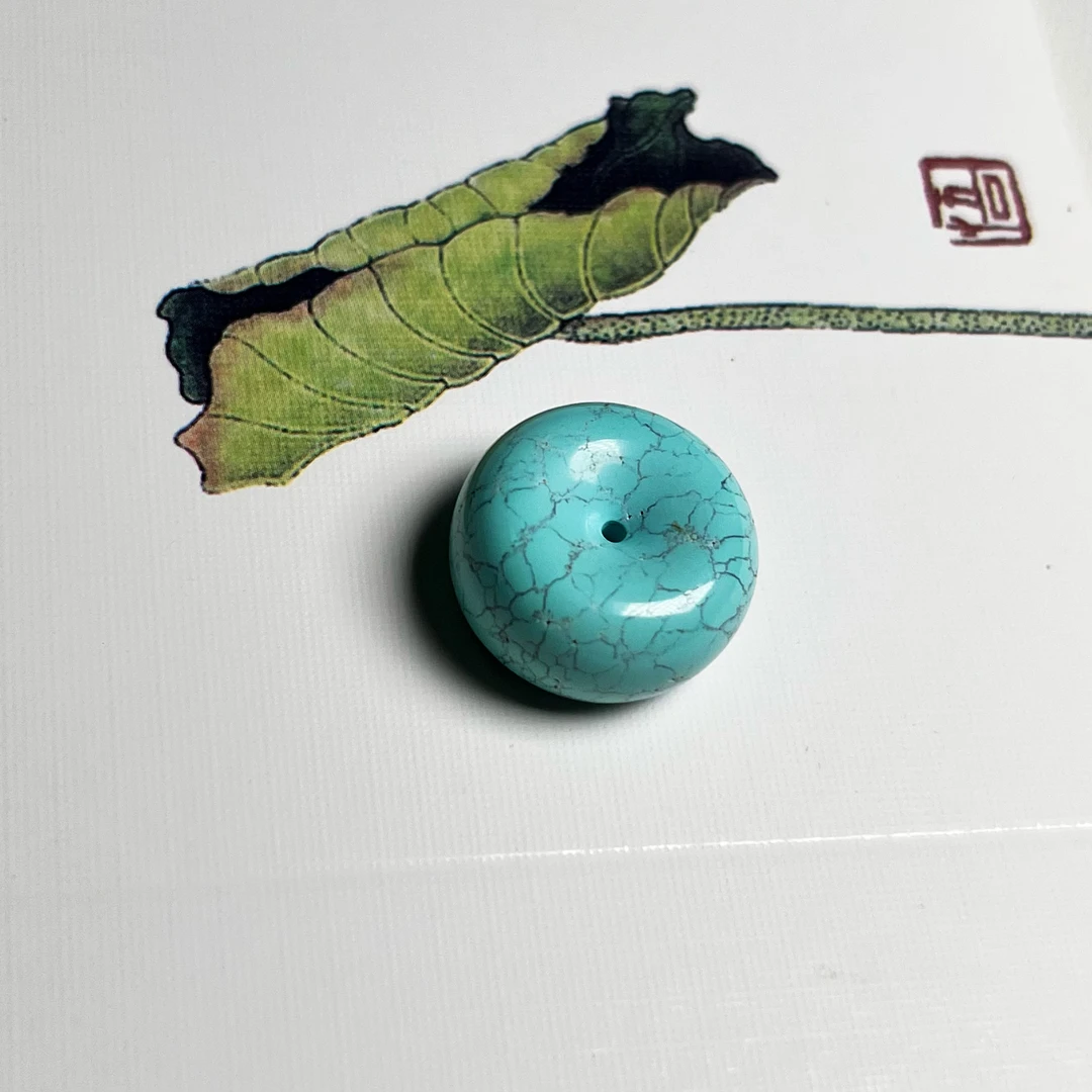 高瓷原矿绿松石平安扣18.4x9.5mm