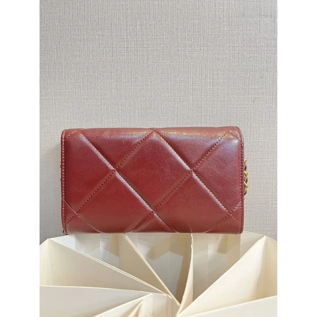 TOLEX2025新款手工百搭时尚菱格mini钱包女包红色