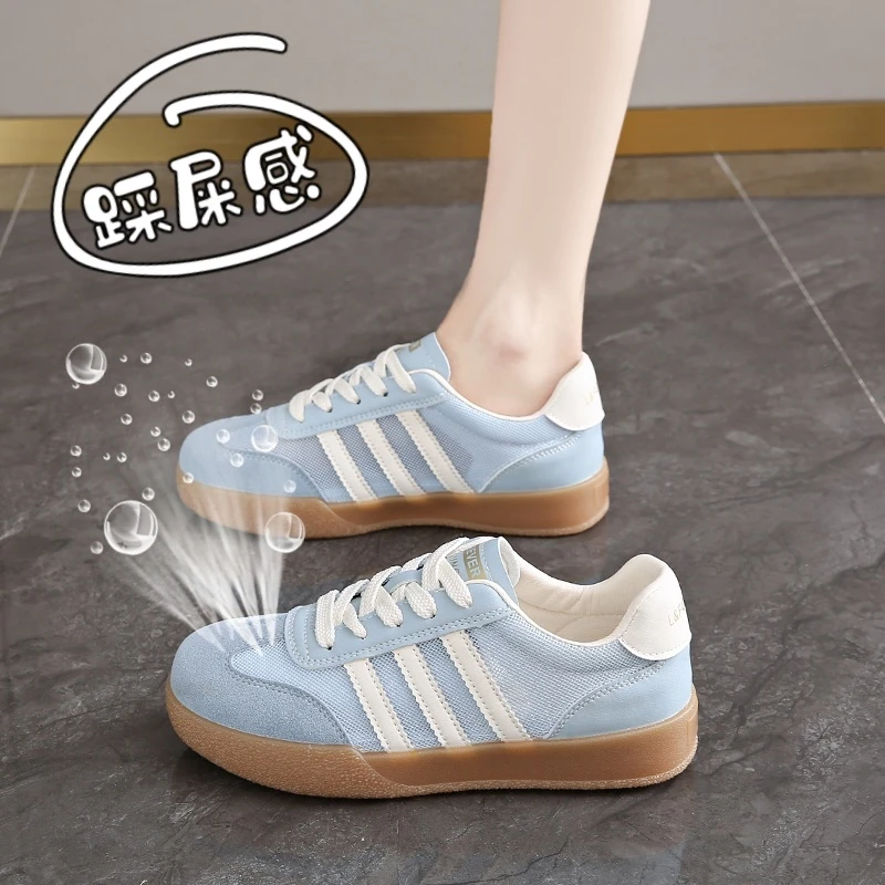 爆款透气网面德训小白鞋女2025夏季新款百搭软底休闲运动板鞋34码