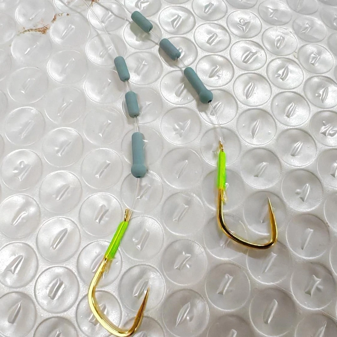 无结鲢鳙加太空豆，拖钓子线双钩，20付私人订制鱼钩钓鱼无结子线