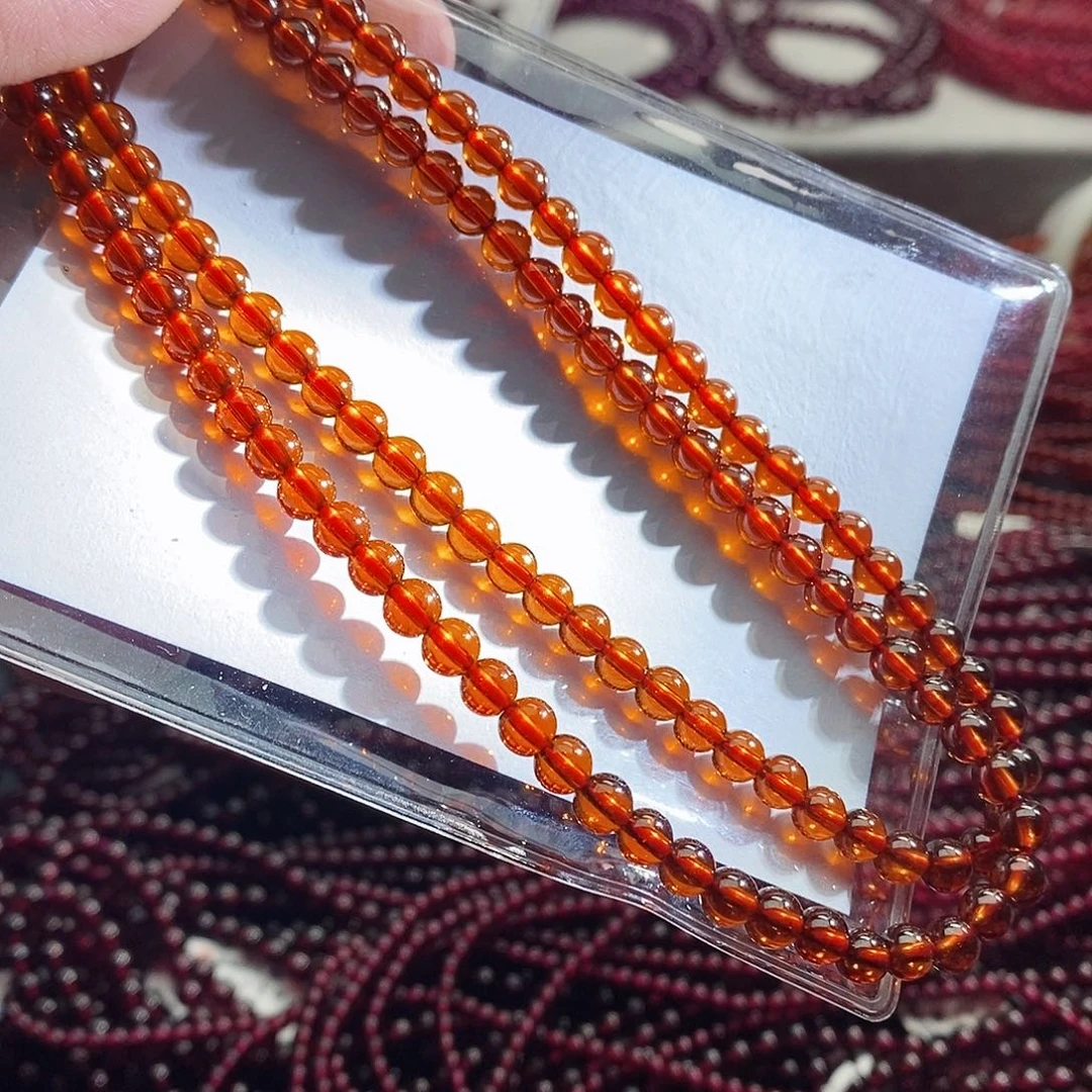 石榴石手链未镶嵌5mm芬达金全净体收藏级