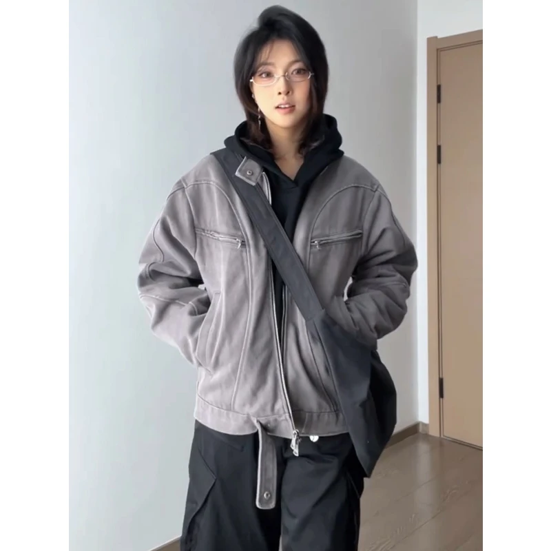 cleanfit灰色短款哈灵顿外套男春季复古上衣高级感底特律工装夹克