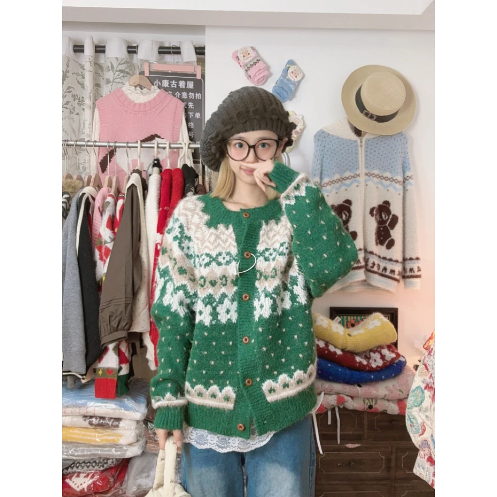 【现货】秋冬费尔岛提花毛衣含羊毛柔软百搭开衫复古风韩系