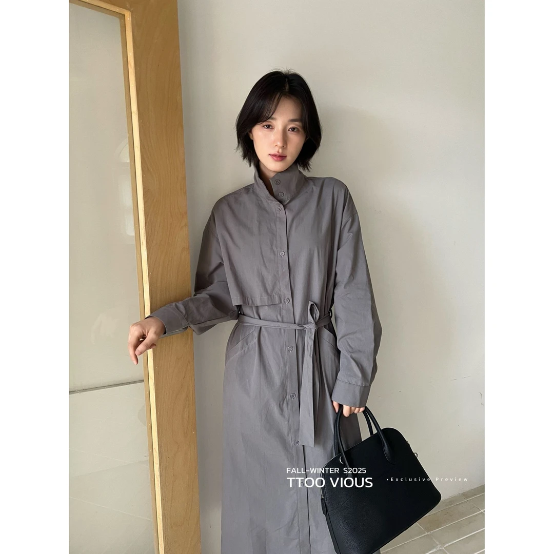 秋季新款设计感高级英伦酷飒风长款腰带风衣春秋中长款韩版外套女