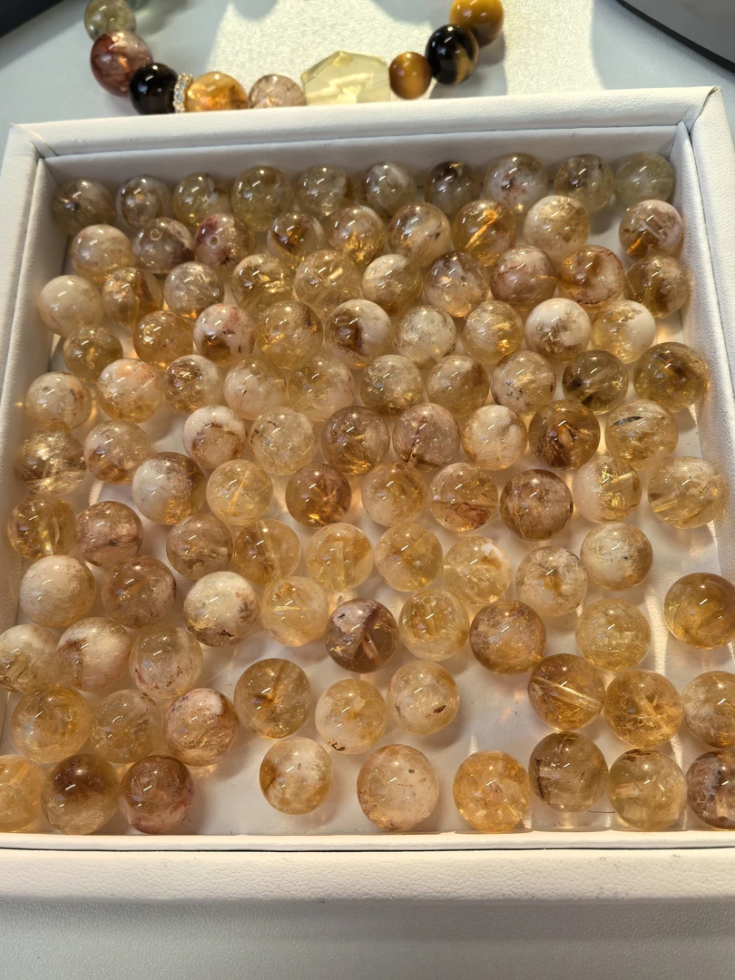 天然黄水晶蜂蜜奶盖10mm单珠DIY手作散珠