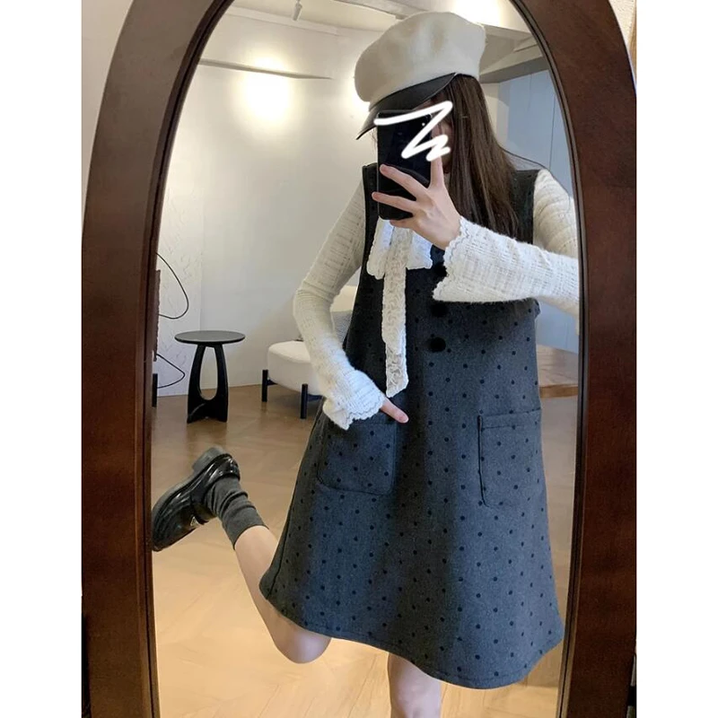 小个子香风背带连衣裙子女春秋季2025新款韩系高级感叠穿背心裙潮