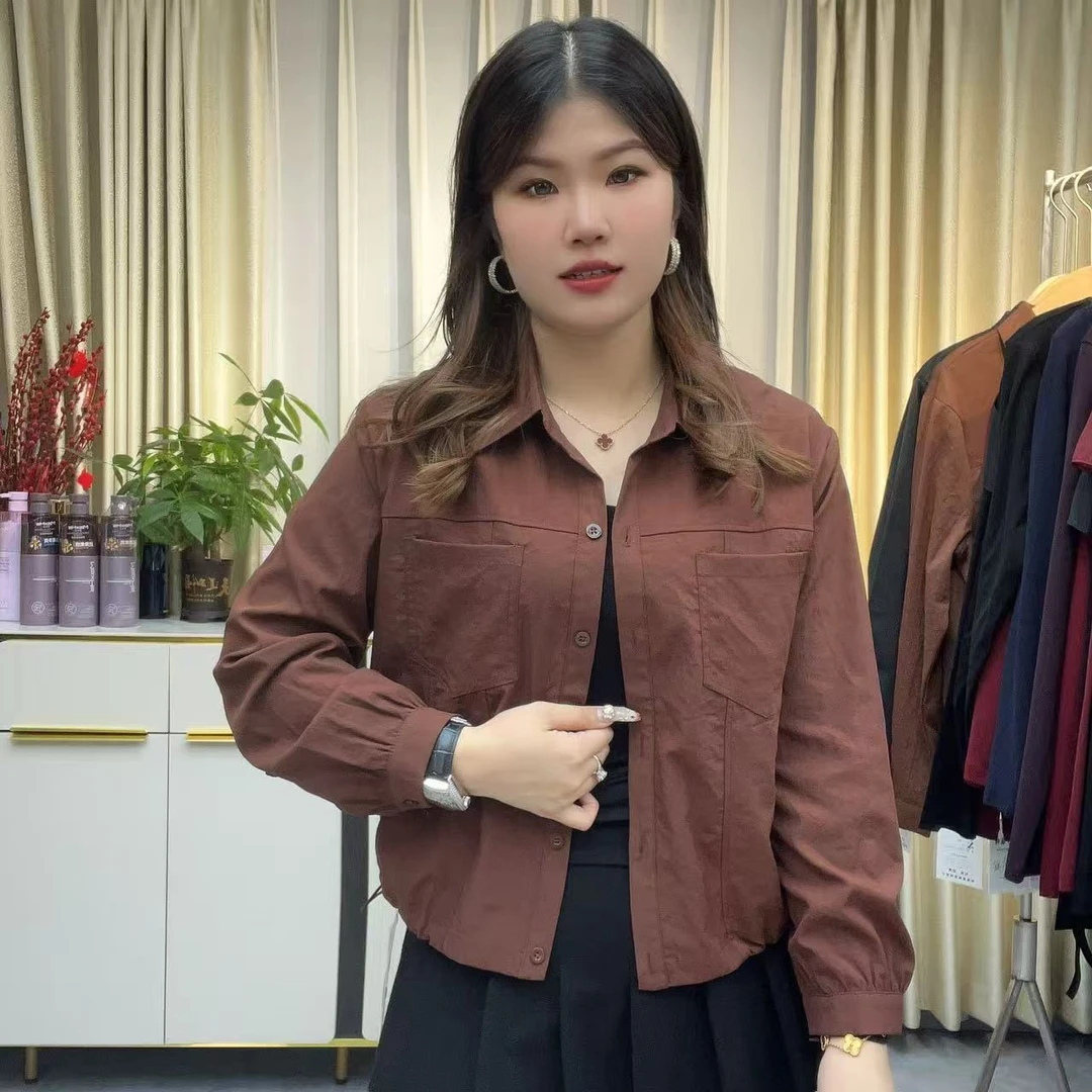 小鑫肝@早秋款翻领带扣纯色百搭可开衫衬衫 2044