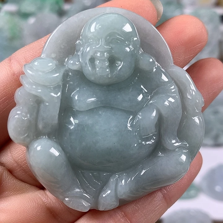 翡翠未镶嵌颈饰逍遥佛福利卡厚10+