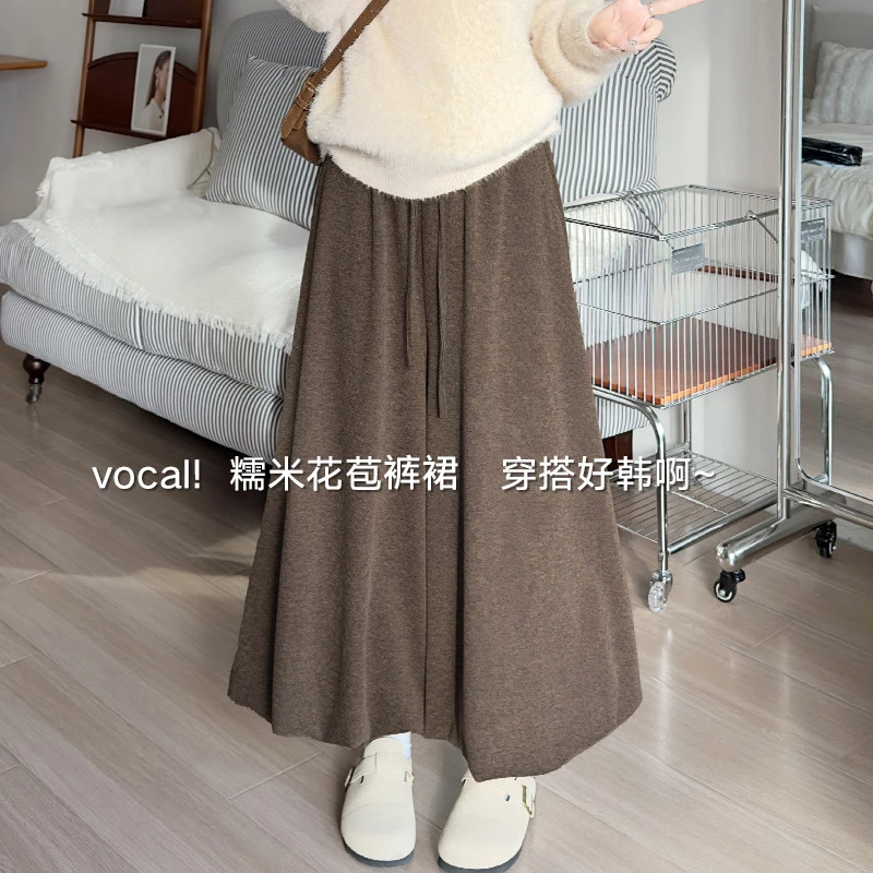 慵懒风九分裙裤糯米花苞女2025秋季新款休闲高腰小个子宽松阔腿裤