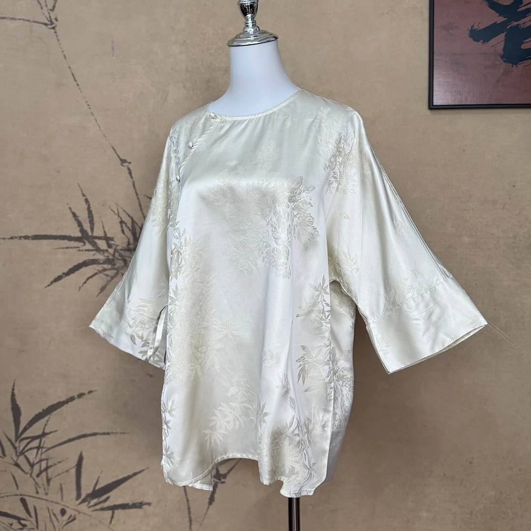 【卷卷新中式】“枫林晚”织金正绢斜襟国风上衣