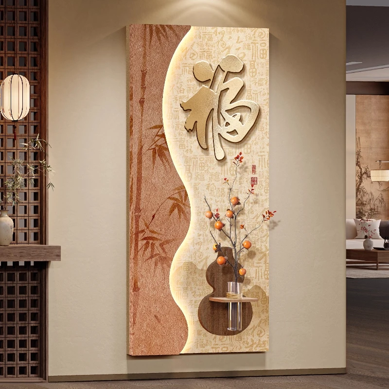 宋氏美学入户玄关装饰画走廊过道挂画高级感茶室氛围布置山水壁画