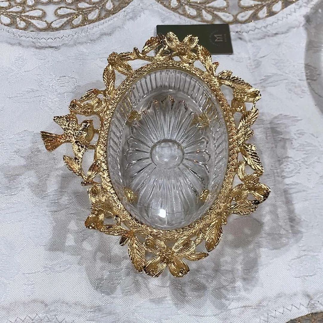 摆件H014福利水晶配铜收纳盘