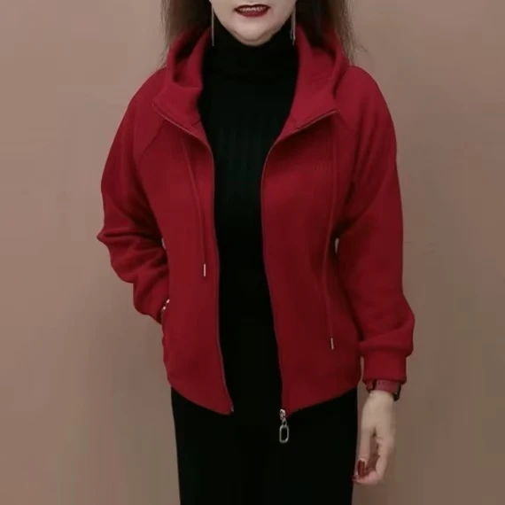 春季新款时尚减龄连帽拉链款休闲外套