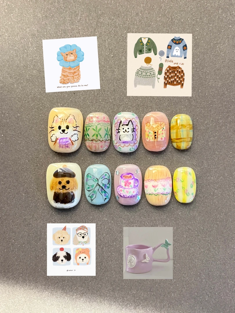 IS'SYI Nail【半塘】韩系手绘ins氛围感手工小众穿戴甲美甲