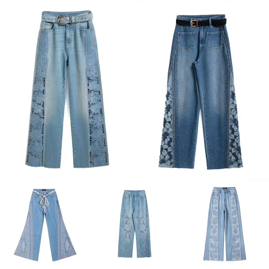 夏季集合安哥设计师国风宽松休闲牛仔裤女装