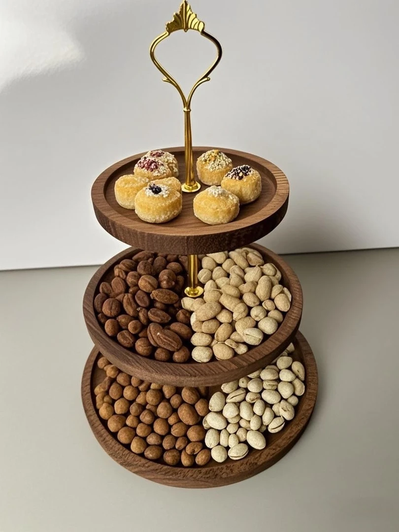 简约风日式三层纯色多层果盘双层干果盘创意家用网红点心盘