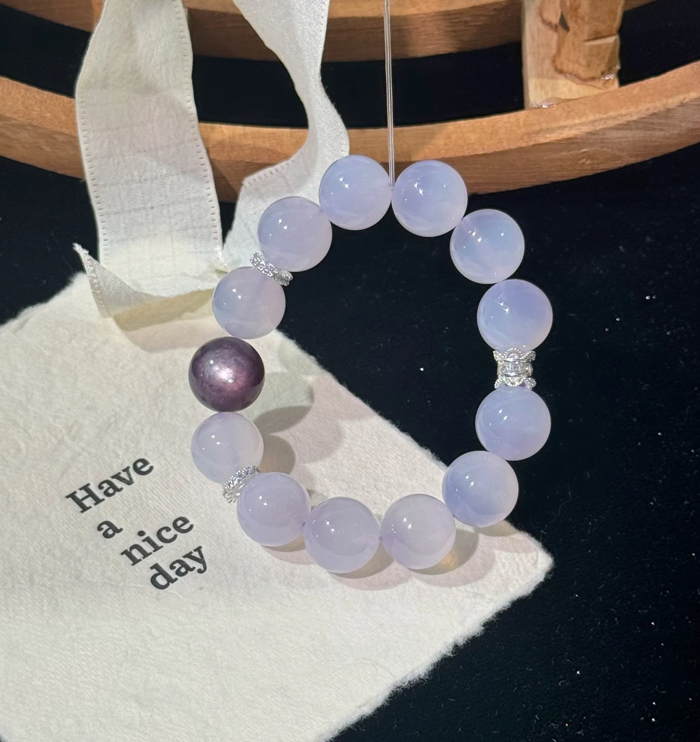 F82《葡萄麻薯》 紫玉髓紫锂云母手串