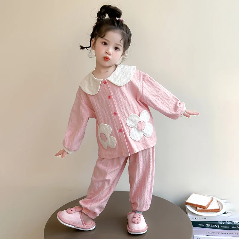 女童睡衣春秋款2025新款儿童长袖可爱洋气女孩宝宝春季家居服套装